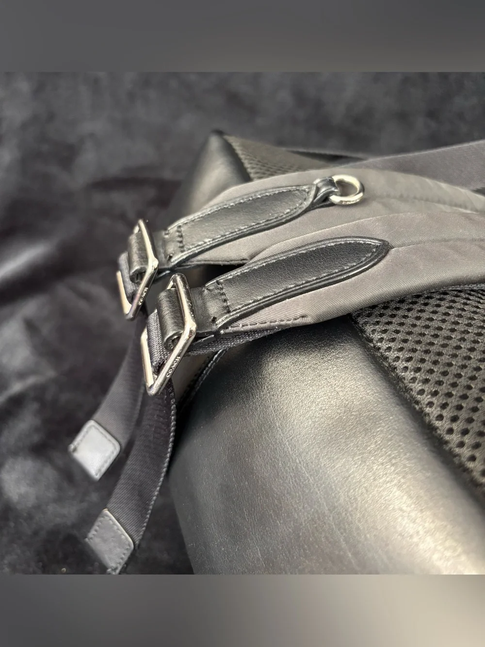 Coach Medium Charlie Backpack Signature Black Nylon Leather F73186